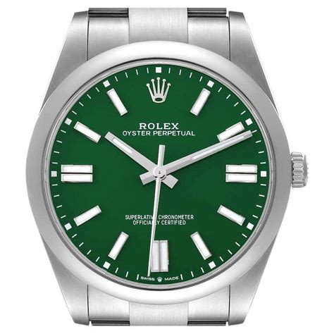 rolex silber grünes zifferblatt|Rolex oyster perpetual 41 uhr.